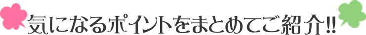 気になるポイントをまとめてご紹介!!